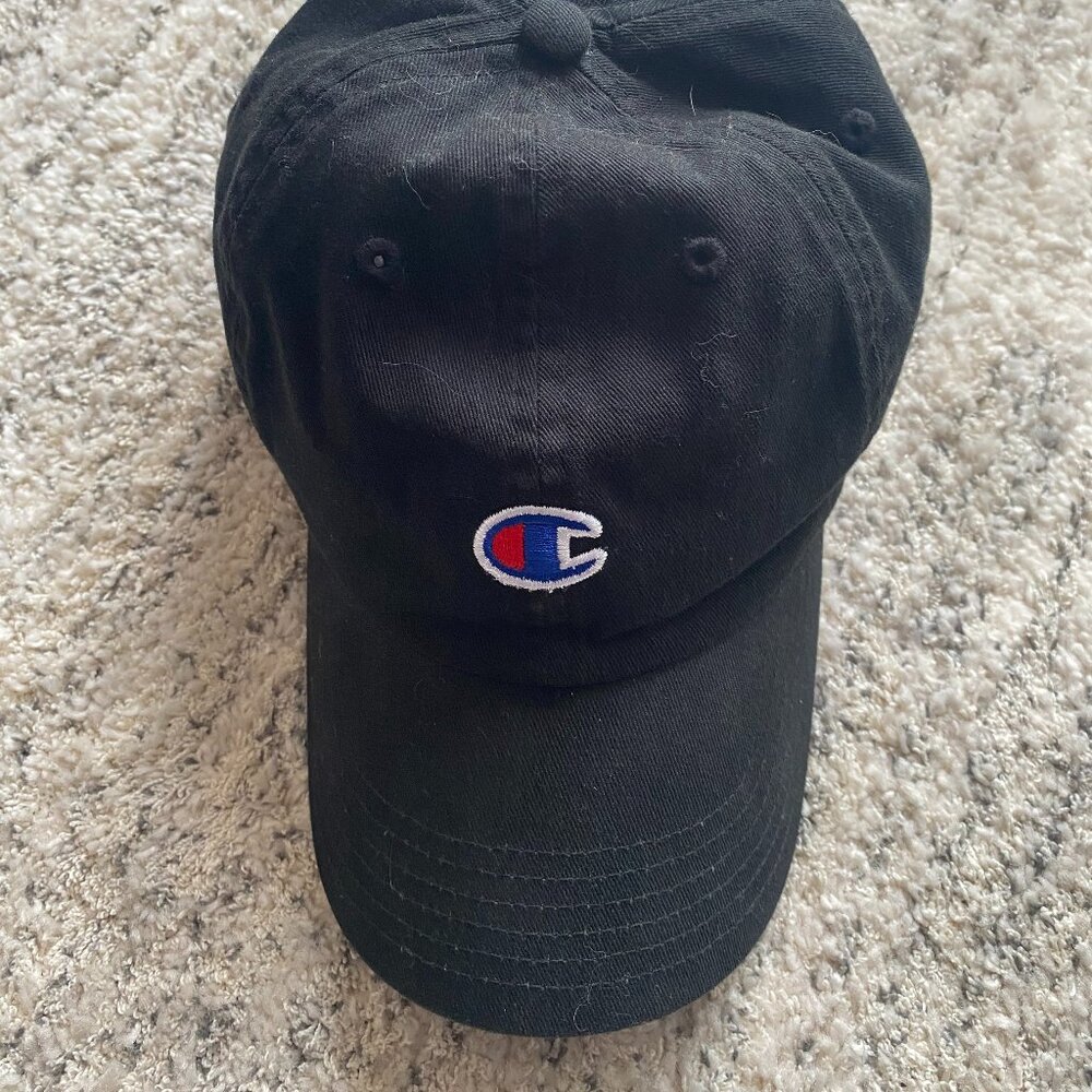 100% Cotton Men's Adjustable One Size Fits All Champion Black Hat